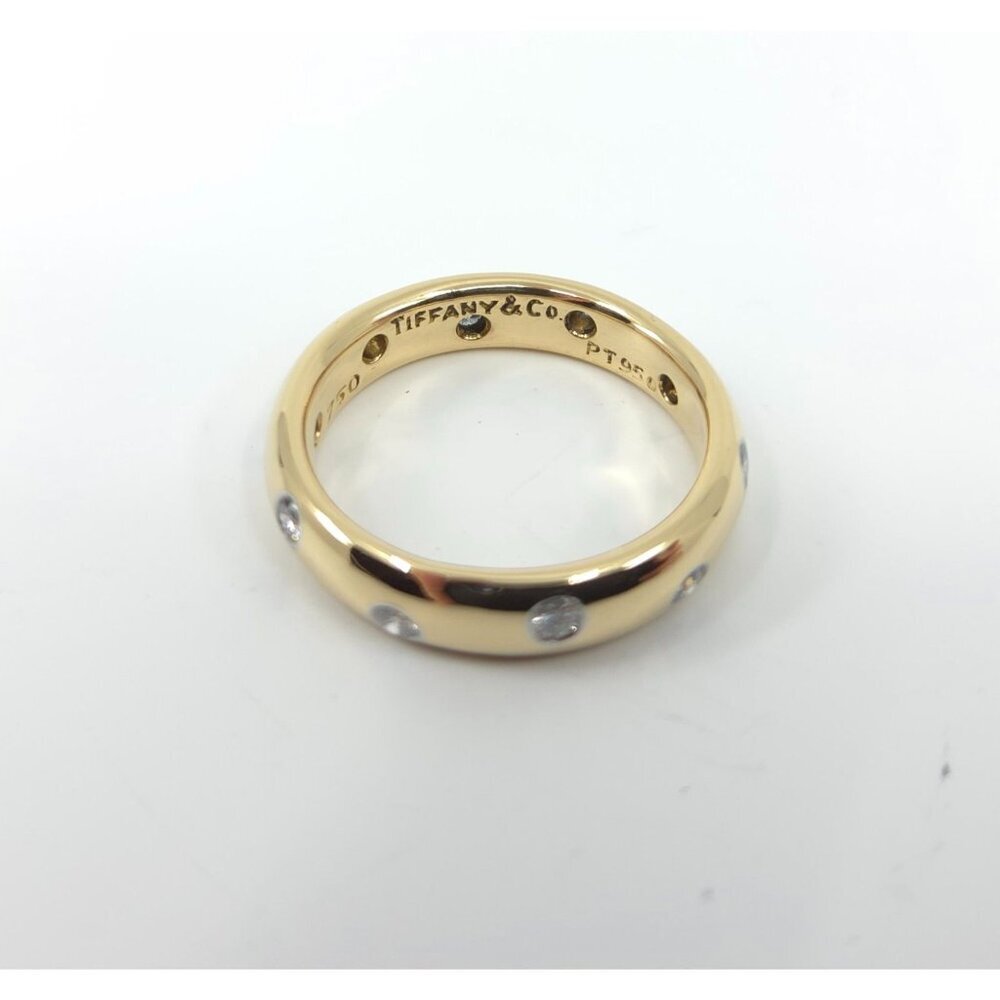 Tiffany & Co Platinum and 18kt Yellow Gold Etoile Diamond Band 4mm Size 5 - Picture 7 of 9